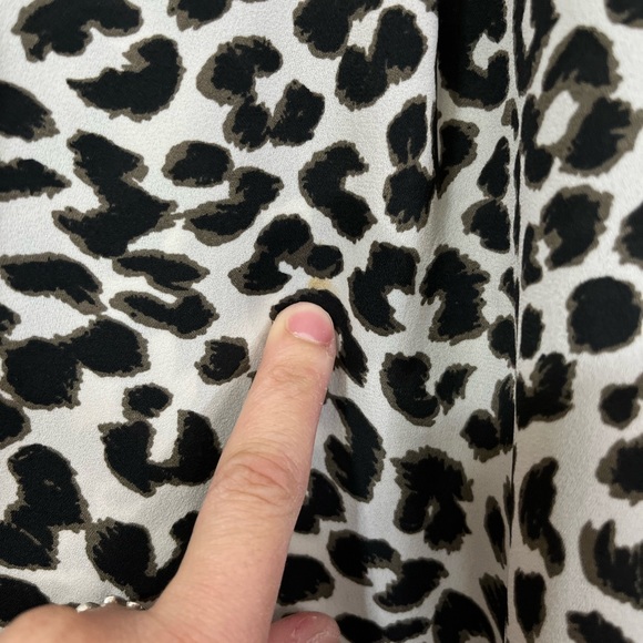 Talbots Black White Cheetah Print Semi Sheer Button Down Blouse - Picture 8 of 8